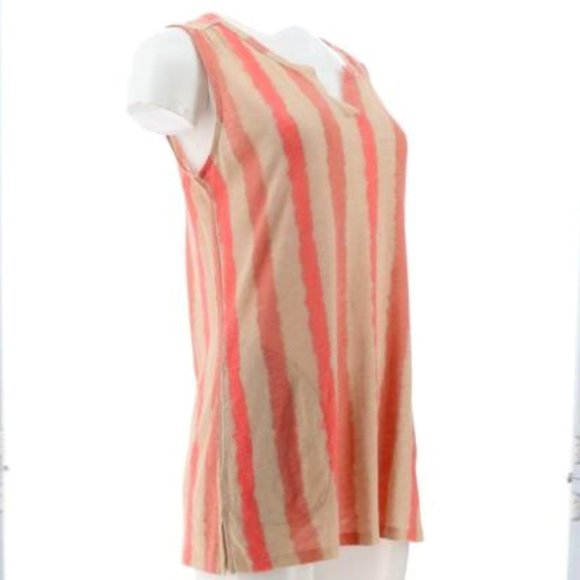 TUNIC TOP - DENIM & CO - XS Petite - NWT - Coral - Dress Blouse Sleeveless Shirt - Picture 1 of 3